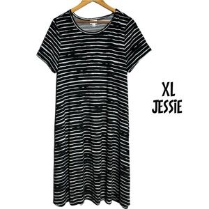 NWT XL swing dress, black and white striped, LuLaRoe Jessie